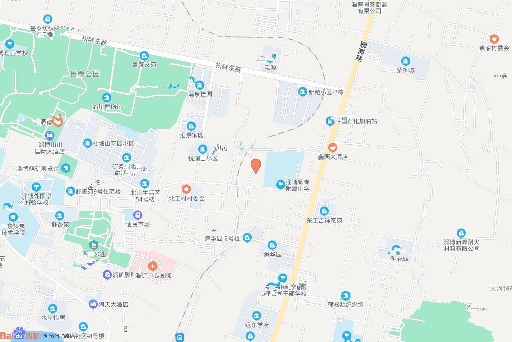 洪山路以东，淄矿北路以北。